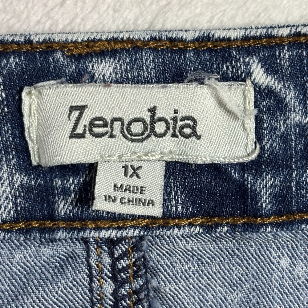 Zenobia Women's Denim skirt Acid Wash Y2K Inspired With Appliqué Rose Size 1X - Picture 11 of 13